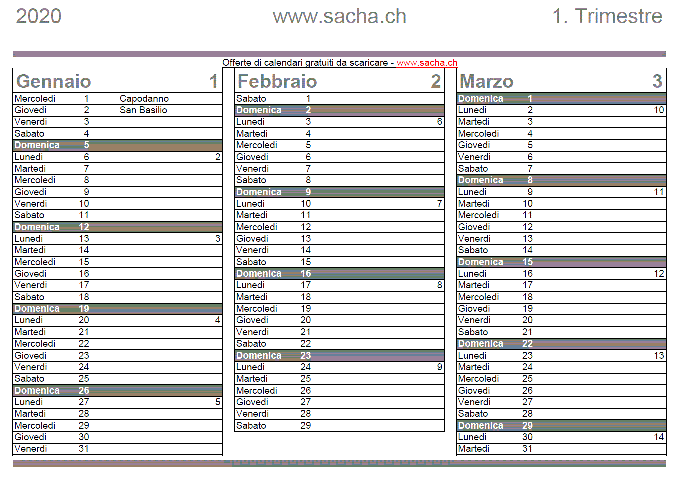 Calendario Da Stampare Gratis 2020 2021 2022