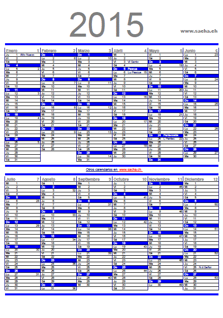 Calendario 2015 - 2016 - 2017 para imprimir pdf en español gratis