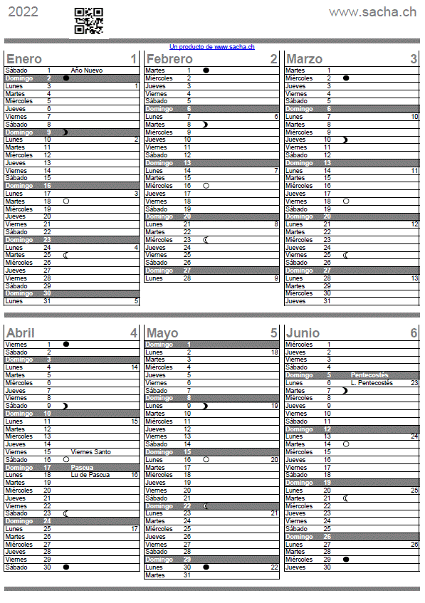 Calendario 2022 lunar