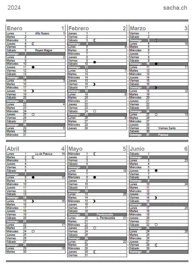 Calendario Lunar 2024