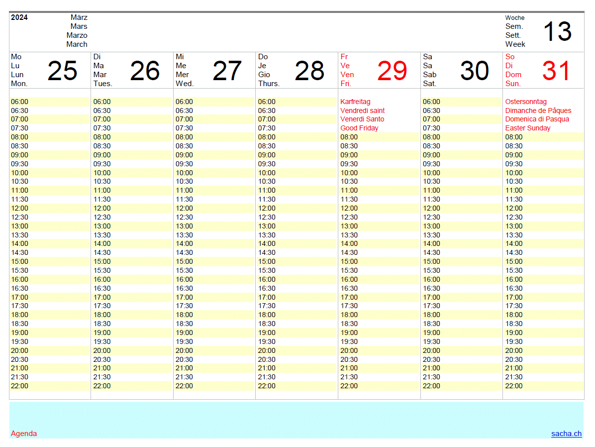 Agenda hebdomadaire 2024